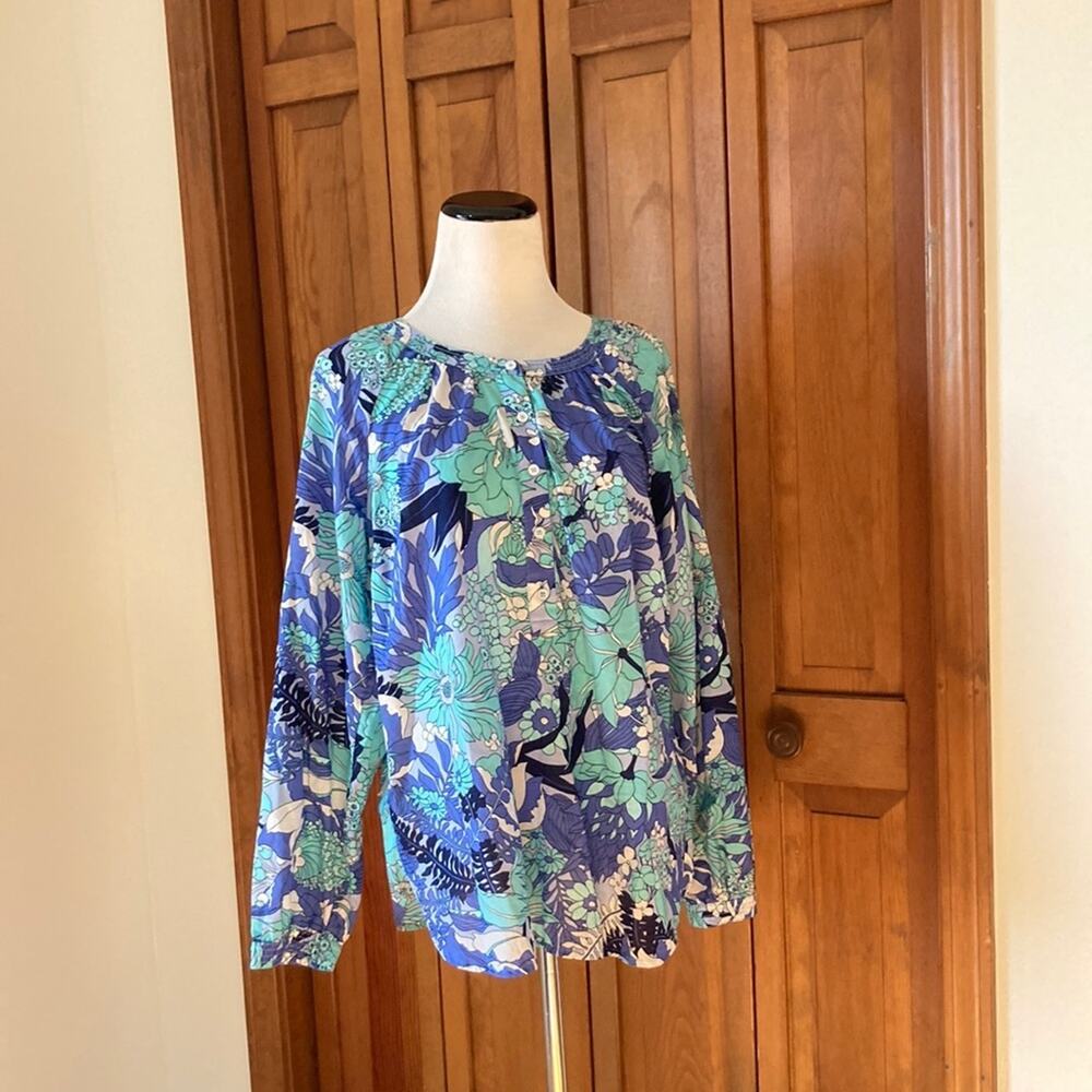 Talbots Cotton Floral Pullover Blouse, Size S